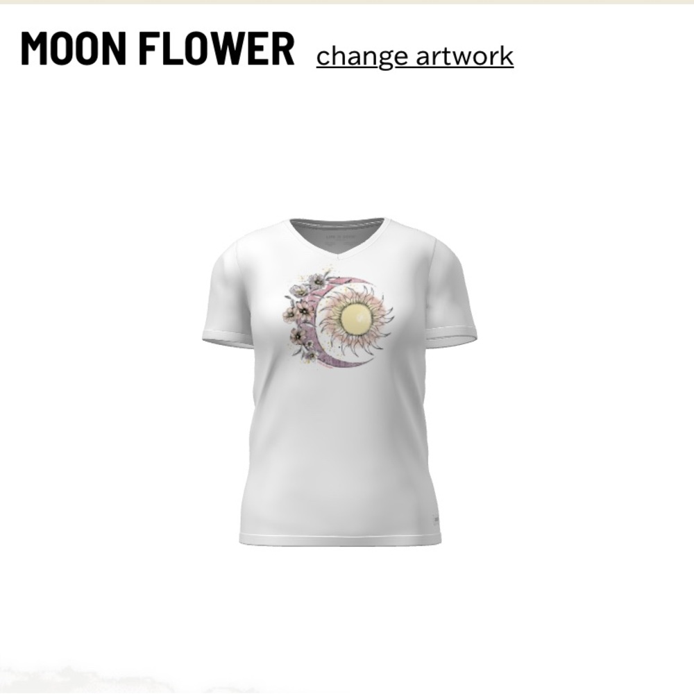 Life Is Good Moon Flower Short Sleeve Vee in White- XL